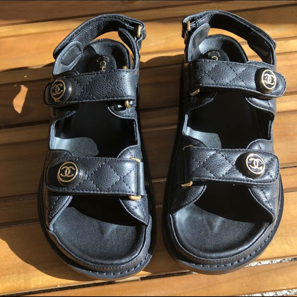 Chanel Leather Dad Sandals